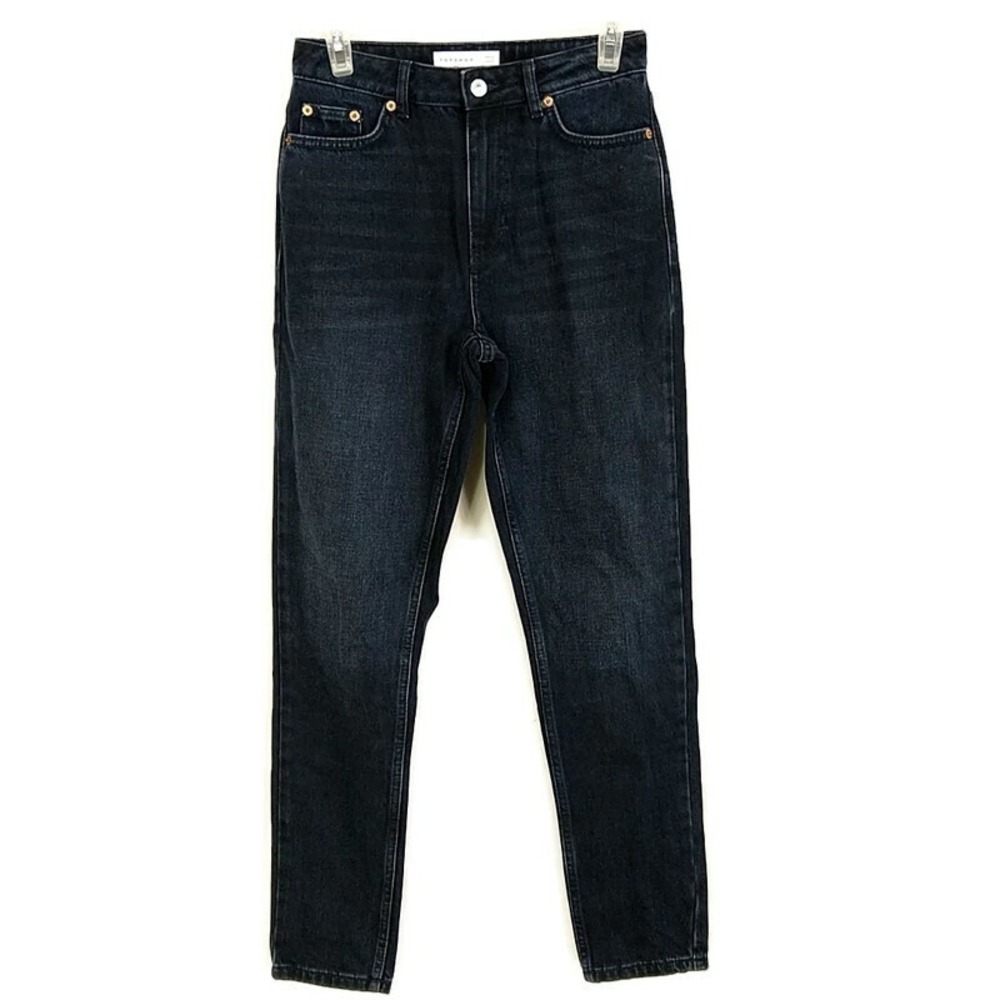 Topshop Mom Jeans Womens W28 L34 Dark Wash Indigo High Rise Tapered Denim